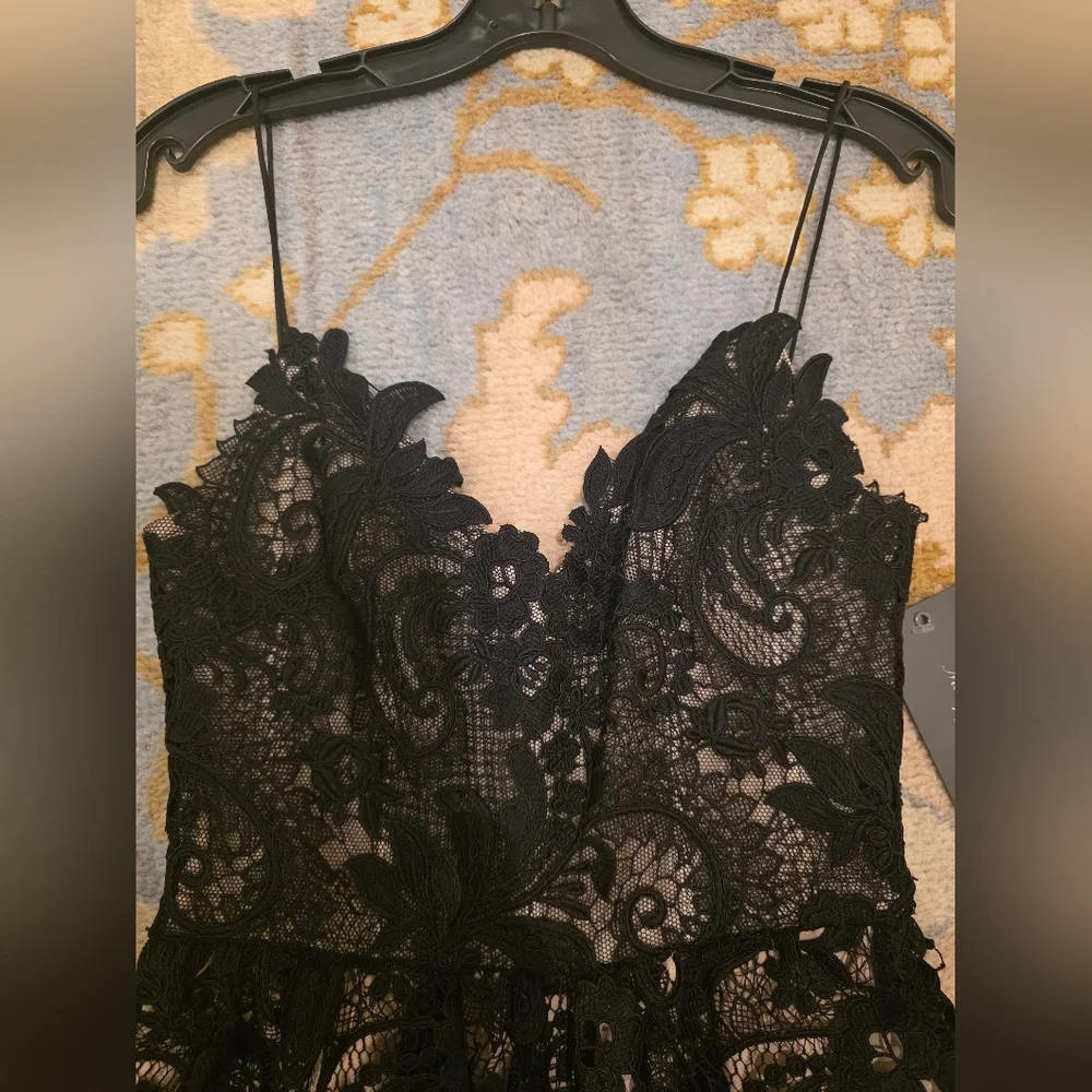 NWT Monique Lhuillier Lace Spaghetti Strap Silk-Lined Dress Size 4 - Picture 4 of 6